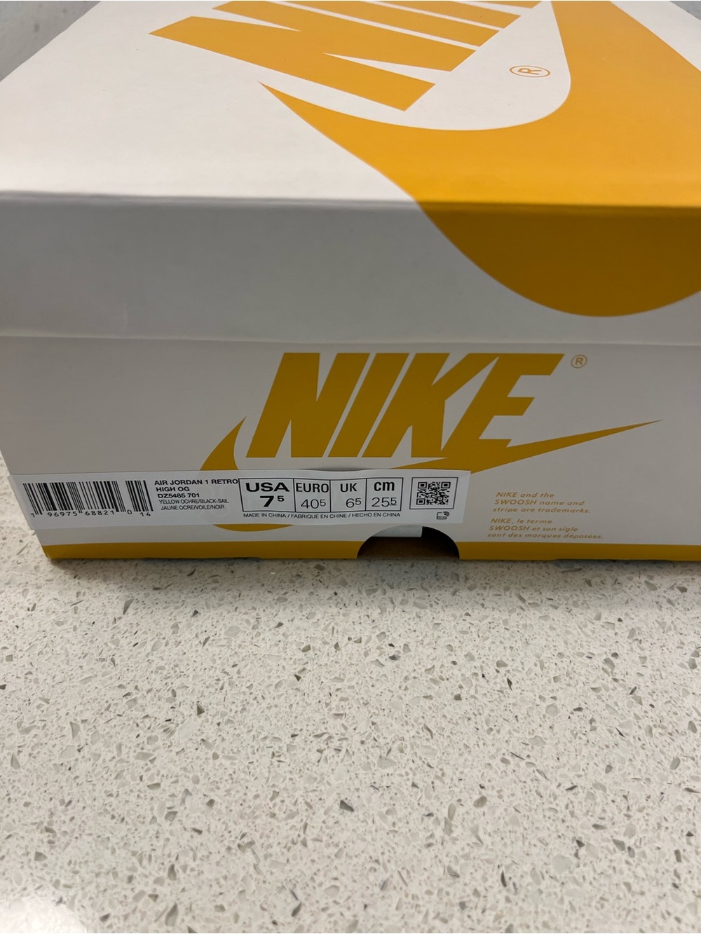 Nike Size-7.5Mens Air Jordan 1 Retro High OG Shoes - Yellow Ochre - Picture 5 of 5
